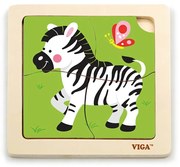 Fa képes kirakó puzzle Viga 4 db Zebra
