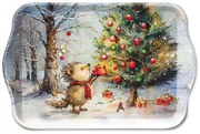 Karácsonyi műanyag kis tálca 13x21 cm Ajándékos Süni