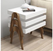 3 db ROMA dohányzóasztal szett fehér/barna