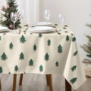 Goldea szögletes terítő - erős pamut - karácsonyfák bézs alapon 80 x 80 cm