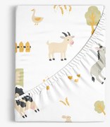 Goldea gyermek pamut gumis lepedő - élet a farmon 80 x 160 cm