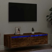 TV szekrény LED világítással füstölt tölgy 100X35,5x25 cm
