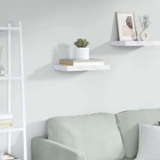 vidaXL Falpolc Falra szerelhető Fehér márvány 40 x 23,5 x 4 cm Faanyag