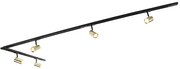 Sínrendszer 5 spotlámpával, 1 fázisú fekete arannyal - Jeana