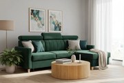 Vario sarokkinyitható kanapé, univerzális állású - zöld Bluvel 78 bársony