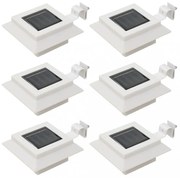 6 db négyszögletes fehér kültéri napelemes LED lámpa, 12 cm