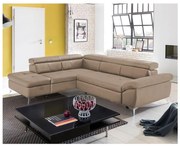 Bőrkárpitos, balos, L-alakú SALERNO II sarokkanapé barna