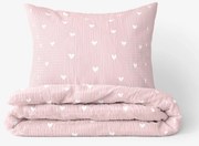 Goldea krepp ágyneműhuzat - szívecskék, púderrózsaszín alapon 140 x 220 és 70 x 90 cm