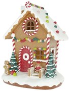 Mézeskalács ház glitteres LED-es mézivel karácsonyi figura dekoráció