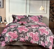 PINK ÉS SZÜRKE RÓZSA fotó ágynemű 140x200cm 7 szett csomag