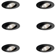 6 darabos fekete süllyesztett spotlámpa készlet 6,8 cm LED-del 750 lm szabályozható IP23 - Gaius