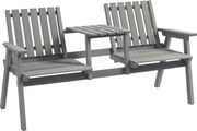 Outsunny Kerti Pad Asztallal, Ülőgarnitúra, Teraszbútor, Napernyő Nyílással, Pad, 2 Szék, Szilárd Fa, Szürke, 152 x 70 x 83 cm | Aosom