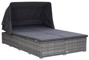 kétszemélyes szürke polyrattan napozóágy párnával