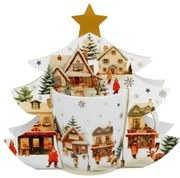 Karácsonyi porcelán bögre fenyőfa díszcsomagolásban 400 ml Christmas Village