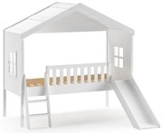 Fehér házikó alakú-magasított borovi fenyő gyerekágy 90x200 cm Housebed – Vipack