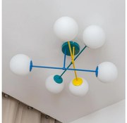 Felületre szerelhető csillár MOON 6xE27/15W/230V türkiz/sárga/kék
