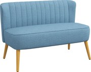 HOMCOM 2 személyes kanapé, kompakt vászonhatású kárpitozott fotel nappaliba, hálószobába, kis terekbe — kék, 117 x 56,5 x 77 cm | Aosom