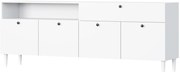 Komód szekrényekkel és fiókkal DULLUM 200x75cm, fehér