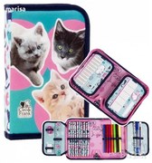 Egyszintes tolltartó - Happy cats - kiegészítőkkel