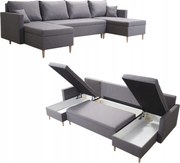 Sarok Összecsukható Scandik U Kanapé Szaruhártya Alvás Funkcióval 3X Tároló