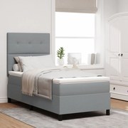 Box Spring Ágy Matrac Világosszürke 90x200 cm Szövet
