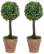 2 db zöld gömbalakú cserepes műpuszpáng 56 cm