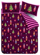 Rózsaszín-lila kétszemélyes-hosszabbított ágyneműhuzat 230x220 cm Nutcracker Stripe – Catherine Lansfield