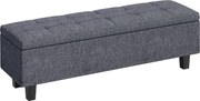 HOMCOM Tároló Pad, Párnázott Pad Vászon Hatással, Fából készült Lábakkal, Modern Ágyvég Pad Előszobába, Hálószobába, Nappaliba, 138 x 40 x 45 cm, Söté