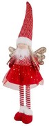 Álló angyal figura - karácsonyi dekoráció - 64 cm - piros ruhás