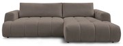 Szürkésbarna kinyitható-tárolóhelyes sarokkanapé (jobb oldali-heverő résszel) Fuji – Bobochic Paris