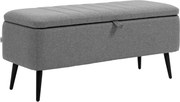 HOMCOM Tároló Pad Kárpitozott Üléssel, Óriás Puff Acél Lábakkal, Tároló Ládával Nappaliba, Hálószobába, Előszobába 102 x 40 x 44 cm, Szürke | Aosom