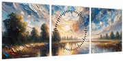 Kép - Napfestmény a víz felett (órával) (90x30 cm)