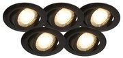 5 db modern beépíthető spotlámpa készlet fekete, LED-del, 3 fokozatú fényerő-szabályozóval - Mio