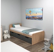 Egyszemélyes ágy 90 cm Pelavi 1 (atlanti fenyő + antracit) (ágyráccsal). Akció -22%. 1094838