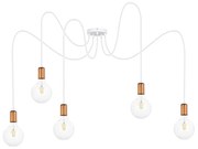 Csillár zsinóron MIROS 5xE27/60W/230V pók fehér/réz