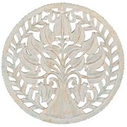 Életfa fali dekoráció 90 cm – kézzel faragott fa fali dísz antikolt fehér színben