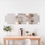 téglalap alakú üveg falitükör LED fényekkel 30 x 100 cm