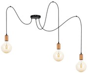 Csillár zsinóron MIROS 3xE27/60W/230V pók fekete/réz