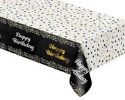 Fekete Happy Birthday B&amp;C Black fólia asztalterítő 137x183 cm