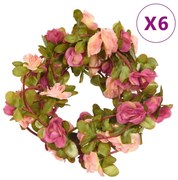 6 db rózsa piros karácsonyi virágfüzér 250 cm