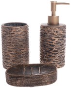 Africano 3 darabos cement fürdőszoba kiegészítőszett, barna