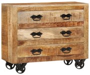 tömör nyers mangófa tálalószekrény 3 fiókkal 80x30x65 cm