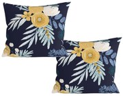 2 db mikroszálas díszpárnahuzat-szett FLOWERISH 45x45 cm, sötétkék