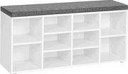 Cipőpad, cipőtartó 10 rekesz párnázással 104x30x48 cm, fehér