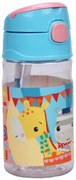 Fisher-Price Animals Party műanyag szívószálas kulacs akasztóval 350 ml