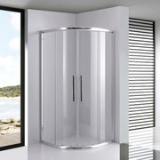 Stuxi Nizza 80x80 cm íves két tolóajtós zuhanykabin 6 mm vízlepergető biztonsági üveggel, króm elemekkel, 190 cm magas, zuhanytálcával és szifonnal