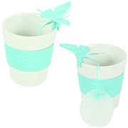 Porcelán bögre SILICONE BUTTERFLY teaszűrővel 280 ml, zöld