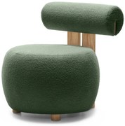 Sötétzöld design fotel HANNA, tölgy