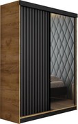 Malani 138 Tolóajtós Szekrény 138cm, Arany Tölgy-Grafit