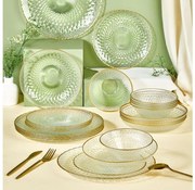 24 darabos étkészlet átlátszó/arany/üveg